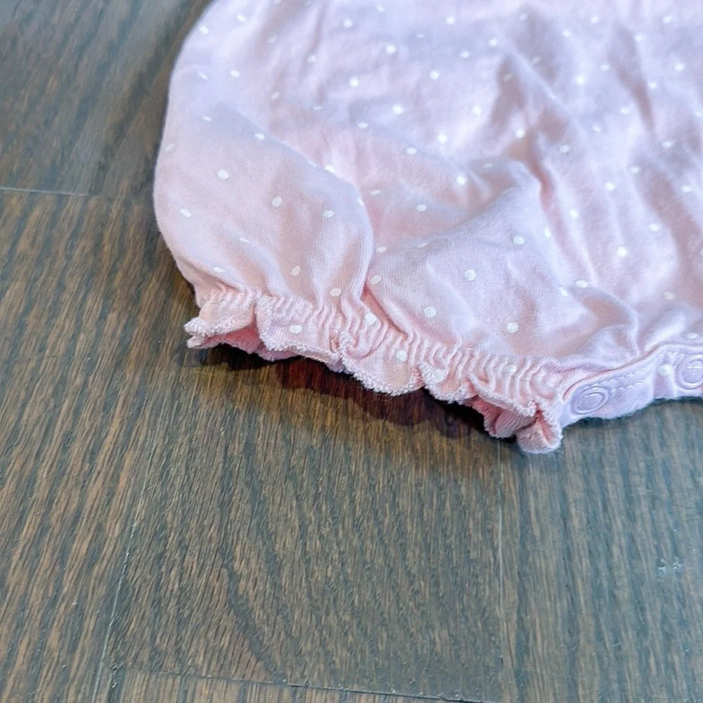 Carter's Pink Polka Dotted Heart Snap-Up Romper